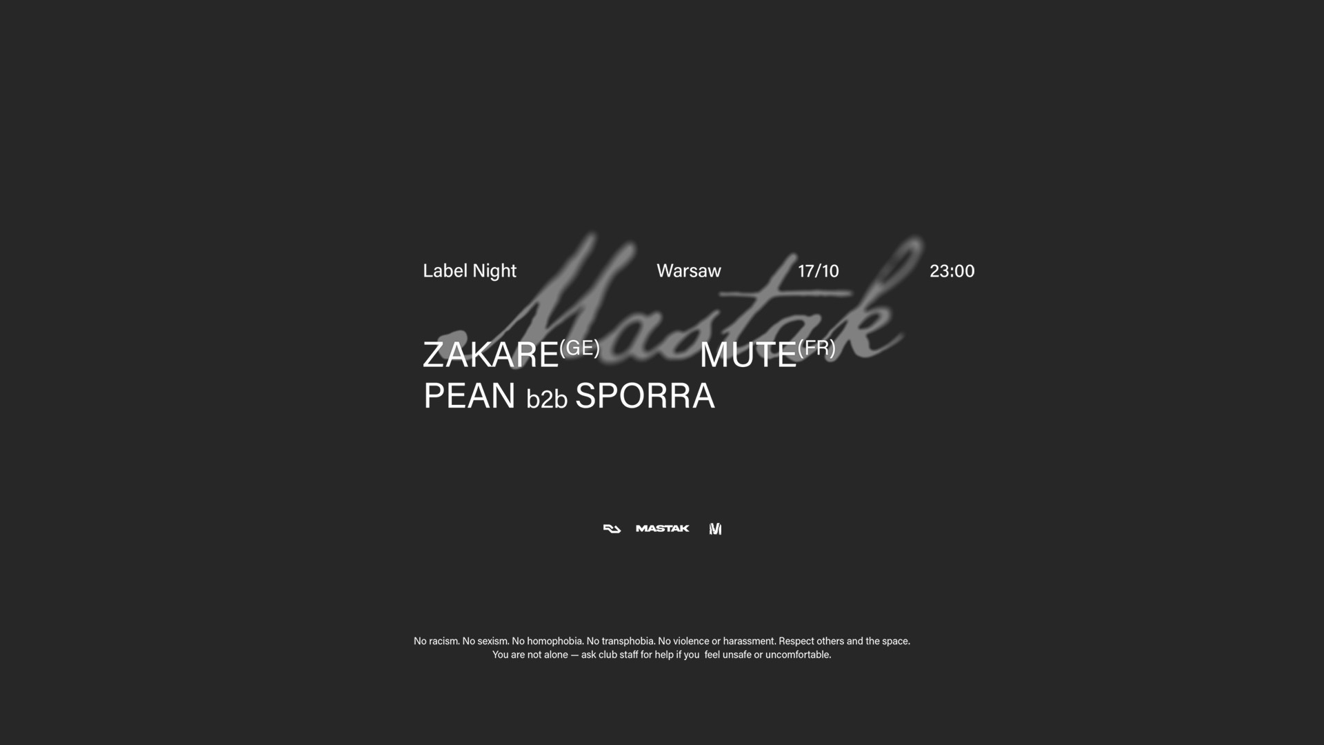 Label Night: ZAKARE / MUTE / Pean / sporra